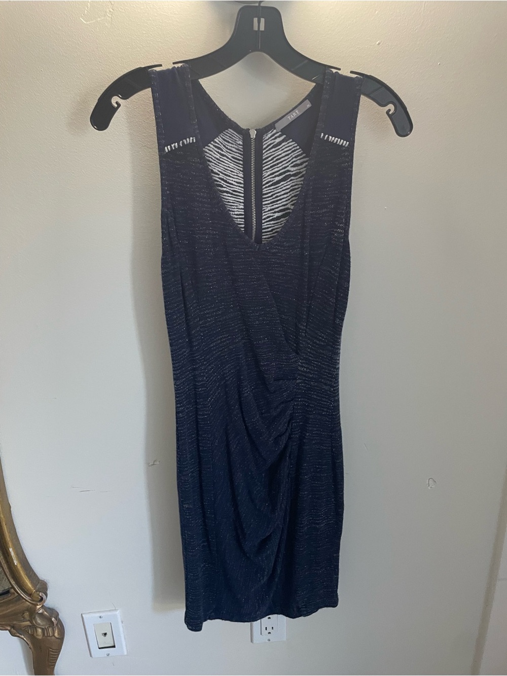 Tart Black Metallic Ruched Midi Dress